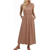 image:imageWIHOLL Summer Dresses for Women 2026 Maxi Dresses Long Flowy A Line Sleeveless Sundresses with PocketsBrown Gingham