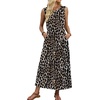 image:imageWIHOLL Summer Dresses for Women 2026 Maxi Dresses Long Flowy A Line Sleeveless Sundresses with PocketsCheetah Print
