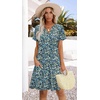 image:imageWIHOLL Summer Dresses for Women Casual V Neck Wedding Guest Dress Hawaiian Midi Dress Fashion Beach Vacation Clothes1blue Floral