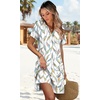 image:imageWIHOLL Summer Dresses for Women Casual V Neck Wedding Guest Dress Hawaiian Midi Dress Fashion Beach Vacation Clothes2leaf Print