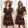 image:imageWIHOLL Summer Dresses for Women Casual V Neck Wedding Guest Dress Hawaiian Midi Dress Fashion Beach Vacation Clothes2maple Leaf