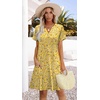 image:imageWIHOLL Summer Dresses for Women Casual V Neck Wedding Guest Dress Hawaiian Midi Dress Fashion Beach Vacation Clothes2yellow Floral