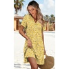 image:imageWIHOLL Summer Dresses for Women Casual V Neck Wedding Guest Dress Hawaiian Midi Dress Fashion Beach Vacation Clothes2yellow Floral