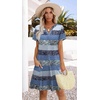 image:imageWIHOLL Summer Dresses for Women Casual V Neck Wedding Guest Dress Hawaiian Midi Dress Fashion Beach Vacation Clothes3blue Stripes