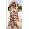 image:imageWIHOLL Summer Dresses for Women Casual V Neck Wedding Guest Dress Hawaiian Midi Dress Fashion Beach Vacation Clothes3colorful Flowers