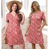 image:imageWIHOLL Summer Dresses for Women Casual V Neck Wedding Guest Dress Hawaiian Midi Dress Fashion Beach Vacation Clothes3pink Motif