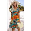 image:imageWIHOLL Summer Dresses for Women Casual V Neck Wedding Guest Dress Hawaiian Midi Dress Fashion Beach Vacation Clothes4coconut Flower