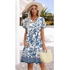 image:imageWIHOLL Summer Dresses for Women Casual V Neck Wedding Guest Dress Hawaiian Midi Dress Fashion Beach Vacation Clothes5mandala Boho Print