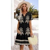 image:imageWIHOLL Summer Dresses for Women Casual V Neck Wedding Guest Dress Hawaiian Midi Dress Fashion Beach Vacation ClothesBlack Print