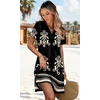 image:imageWIHOLL Summer Dresses for Women Casual V Neck Wedding Guest Dress Hawaiian Midi Dress Fashion Beach Vacation ClothesBlack Print