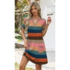 image:imageWIHOLL Summer Dresses for Women Casual V Neck Wedding Guest Dress Hawaiian Midi Dress Fashion Beach Vacation ClothesColorful Stripe