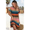 image:imageWIHOLL Summer Dresses for Women Casual V Neck Wedding Guest Dress Hawaiian Midi Dress Fashion Beach Vacation ClothesColorful Stripe