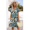 image:imageWIHOLL Summer Dresses for Women Casual V Neck Wedding Guest Dress Hawaiian Midi Dress Fashion Beach Vacation ClothesFloral Palm Leaf