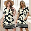 image:imageWIHOLL Summer Dresses for Women Casual V Neck Wedding Guest Dress Hawaiian Midi Dress Fashion Beach Vacation ClothesVintage Floral