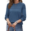 image:imageWIHOLL Sweaters for Women Crewneck Crochet Tops Long Sleeve 2026 Fall Winter Outfits Fashion ClothingBlue