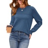 image:imageWIHOLL Sweaters for Women Crewneck Crochet Tops Long Sleeve 2026 Fall Winter Outfits Fashion ClothingBlue