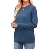 image:imageWIHOLL Sweaters for Women Crewneck Crochet Tops Long Sleeve 2026 Fall Winter Outfits Fashion ClothingBlue