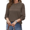 image:imageWIHOLL Sweaters for Women Crewneck Crochet Tops Long Sleeve 2026 Fall Winter Outfits Fashion ClothingCoffee