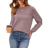 image:imageWIHOLL Sweaters for Women Crewneck Crochet Tops Long Sleeve 2026 Fall Winter Outfits Fashion ClothingLight Brown