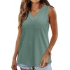image:imageWIHOLL Tank Top for Women Summer Outfits V Neck T Shirts Trendy Eyelet Sleeveless Basic Beach Vacation Clothes0bean Green
