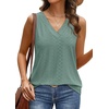 image:imageWIHOLL Tank Top for Women Summer Outfits V Neck T Shirts Trendy Eyelet Sleeveless Basic Beach Vacation Clothes0bean Green