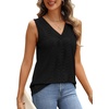 image:imageWIHOLL Tank Top for Women Summer Outfits V Neck T Shirts Trendy Eyelet Sleeveless Basic Beach Vacation Clothes0black