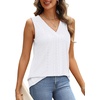 image:imageWIHOLL Tank Top for Women Summer Outfits V Neck T Shirts Trendy Eyelet Sleeveless Basic Beach Vacation Clothes0white