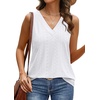 image:imageWIHOLL Tank Top for Women Summer Outfits V Neck T Shirts Trendy Eyelet Sleeveless Basic Beach Vacation Clothes0white