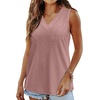 image:imageWIHOLL Tank Top for Women Summer Outfits V Neck T Shirts Trendy Eyelet Sleeveless Basic Beach Vacation Clothes1dusty Pink