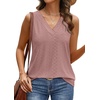 image:imageWIHOLL Tank Top for Women Summer Outfits V Neck T Shirts Trendy Eyelet Sleeveless Basic Beach Vacation Clothes1dusty Pink