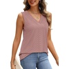 image:imageWIHOLL Tank Top for Women Summer Outfits V Neck T Shirts Trendy Eyelet Sleeveless Basic Beach Vacation Clothes1dusty Pink