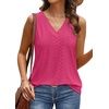 image:imageWIHOLL Tank Top for Women Summer Outfits V Neck T Shirts Trendy Eyelet Sleeveless Basic Beach Vacation Clothes2hot Pink