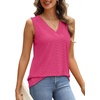 image:imageWIHOLL Tank Top for Women Summer Outfits V Neck T Shirts Trendy Eyelet Sleeveless Basic Beach Vacation Clothes2hot Pink