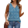 image:imageWIHOLL Tank Top for Women Summer Outfits V Neck T Shirts Trendy Eyelet Sleeveless Basic Beach Vacation ClothesBlue Ethnic Floral
