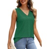 image:imageWIHOLL Tank Top for Women Summer Outfits V Neck T Shirts Trendy Eyelet Sleeveless Basic Beach Vacation ClothesDark Green