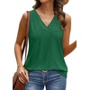 image:imageWIHOLL Tank Top for Women Summer Outfits V Neck T Shirts Trendy Eyelet Sleeveless Basic Beach Vacation ClothesDark Green