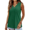 image:imageWIHOLL Tank Top for Women Summer Outfits V Neck T Shirts Trendy Eyelet Sleeveless Basic Beach Vacation ClothesDark Green