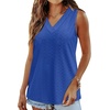 image:imageWIHOLL Tank Top for Women Summer Outfits V Neck T Shirts Trendy Eyelet Sleeveless Basic Beach Vacation ClothesKlein Blue