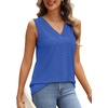 image:imageWIHOLL Tank Top for Women Summer Outfits V Neck T Shirts Trendy Eyelet Sleeveless Basic Beach Vacation ClothesKlein Blue