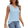 image:imageWIHOLL Tank Top for Women Summer Outfits V Neck T Shirts Trendy Eyelet Sleeveless Basic Beach Vacation ClothesLight Blue