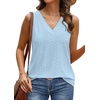 image:imageWIHOLL Tank Top for Women Summer Outfits V Neck T Shirts Trendy Eyelet Sleeveless Basic Beach Vacation ClothesLight Blue