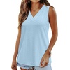image:imageWIHOLL Tank Top for Women Summer Outfits V Neck T Shirts Trendy Eyelet Sleeveless Basic Beach Vacation ClothesLight Blue