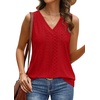 image:imageWIHOLL Tank Top for Women Summer Outfits V Neck T Shirts Trendy Eyelet Sleeveless Basic Beach Vacation ClothesRed