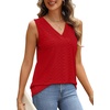 image:imageWIHOLL Tank Top for Women Summer Outfits V Neck T Shirts Trendy Eyelet Sleeveless Basic Beach Vacation ClothesRed