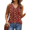 image:imageWIHOLL Tank Top for Women Summer Outfits V Neck T Shirts Trendy Eyelet Sleeveless Basic Beach Vacation ClothesRed Ethnic Floral