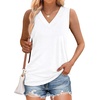 image:imageWIHOLL Tank Tops for Women Summer V Neck T Shirts Trendy Sleeveless Basic Tees Fashion Clothing0white