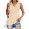 image:imageWIHOLL Tank Tops for Women Summer V Neck T Shirts Trendy Sleeveless Basic Tees Fashion Clothing4apricot