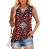 image:imageWIHOLL Tank Tops for Women Summer V Neck T Shirts Trendy Sleeveless Basic Tees Fashion Clothing5crimson Ethnic