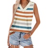 image:imageWIHOLL Tank Tops for Women Summer V Neck T Shirts Trendy Sleeveless Basic Tees Fashion Clothing5rainbow Striped