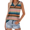 image:imageWIHOLL Tank Tops for Women Summer V Neck T Shirts Trendy Sleeveless Basic Tees Fashion Clothing5rainbow Stripes